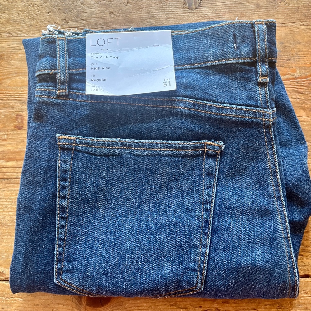 NEW LOFT The Kick Crop High-Rise Jeans 31 Tall